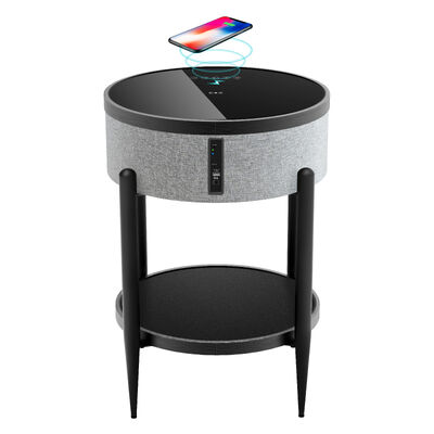 quality Customized Bluetooth speaker Modern Bedside Table Tempered Glass Wireless Charging Speaker two drawers factory