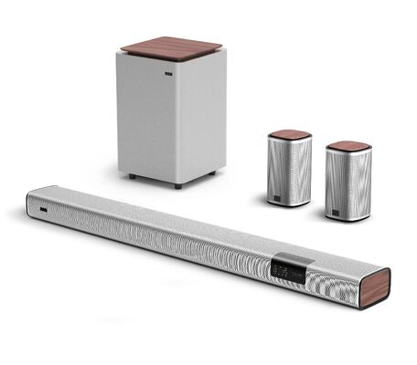 جودة 4شريط صوتي من قناة واحدة مع جهاز لاسلكي و غرفه محيطه اثنين سوبووفر ضخم, RMS 200W, بلوتوث 5.3نظام المسرح المنزلي شريط الصوت مصنع