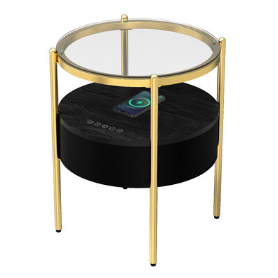 qualidade Mesa lateral de vidro temperado com alto-falante e portas USB para sala de estar e quarto fábrica